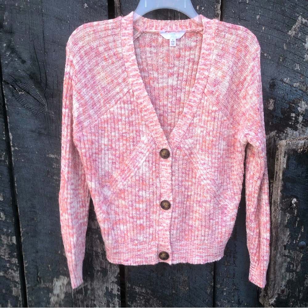 Time and Tru Cardigan Sweater Pink Multi NWOT Size Small